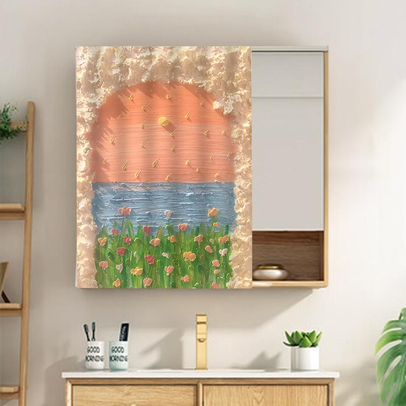 Self-adhesive Cabinet Curtain Oil Painting House Furniture Short Curtains Dustproof Cupboard Wardrobe Cover Kitchen Half-Curtain