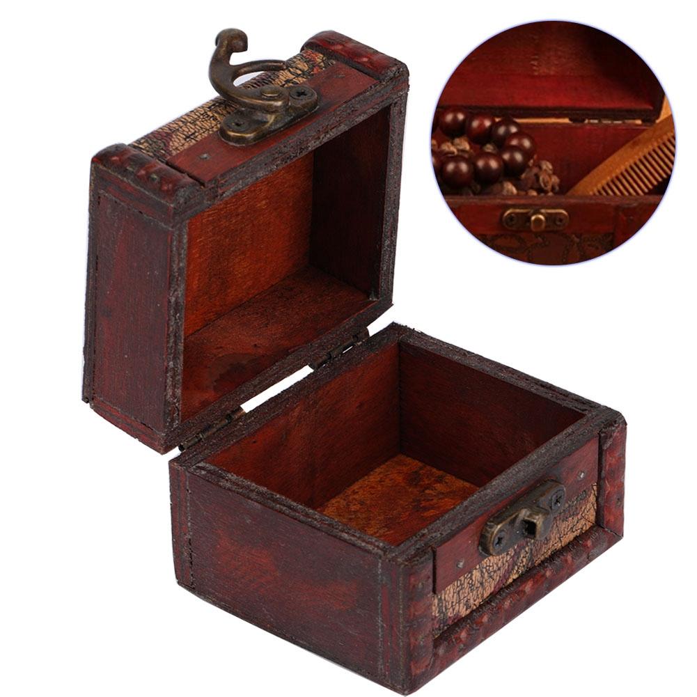 Vintage Square Jewelry Storage Box Handmade Wooden Decorative Display Case