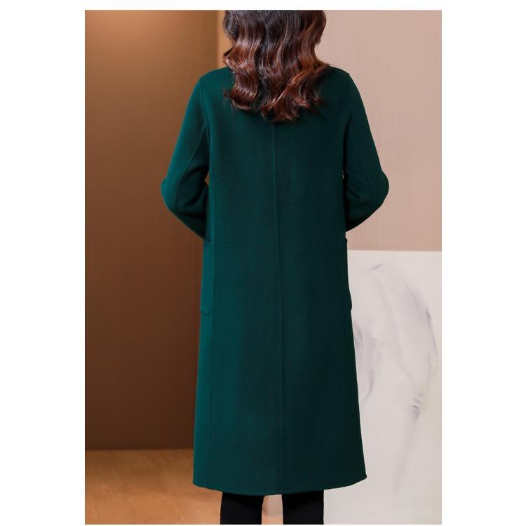 Элегантное шерстяное пальто больших размеров для женщин, модная и стройнящая длинная куртка с высоким качеством