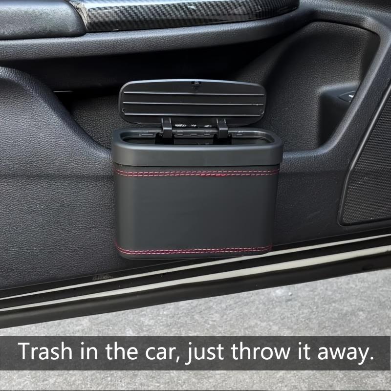 1pc Universal Car Trash Can, Vehicle Trash Bin, Car Seat Back & Door Hanging Storage Box, Multi-Functional Car Accessories, Lidded Car Trash Can, ABS