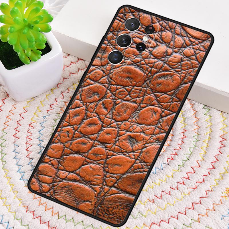 Brown Tooled Leather Pattern Phone Case for Samsung Galaxy note 10 pro S26 Ultra S23 S24 FE S25 S21 S22 PLUS shockproof Cove