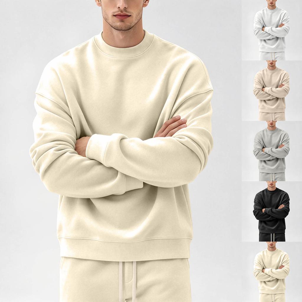 Men's Crewneck Sweatshirt Long Sleeve Color Pullover Casual Top for Everyday Wear