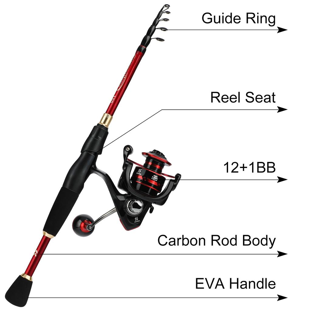 Telescopic Fishing Rod 5.0:1 Speed Metal Spool Fishing Reel Bass Freshwater Saltwater Outdoor Travel Fishing Tackle Rod Combo