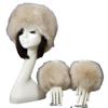 Cuff hat two-piece set, men's and women's imitation fur, fluffy flat top hat, warm cuffs, winter ear protection hat, simple and fashionable