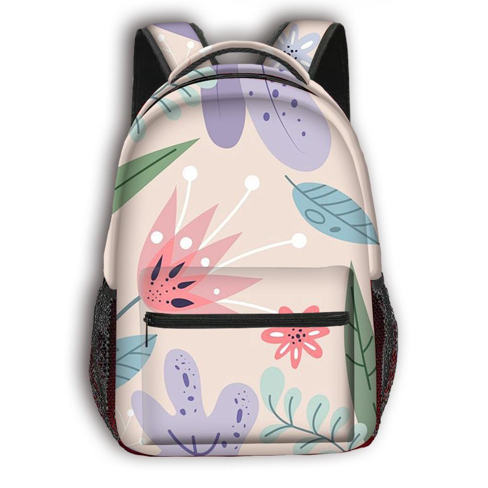 Cartoon Kpop Youthful School Bags Unisex Flowers Leaves Travel Bags 3D Print Oxford Waterproof Notebook Shoulder Backpacks
