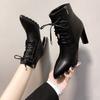 34-42 Large Size Women's Shoes Short Martin Boots Women's Spring and Autumn New Fashion Versatile Pointed Short Boots Coarse Heel High Heels