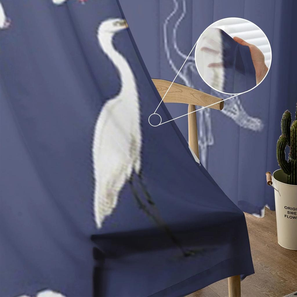 White Heron Cockatoo Parrot Sheer Curtains for Living Room Transparent Tulle Window Curtain Bedroom Kitchen Decor Veil Drapes