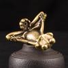 Puntos Винтажная латунная сидящая статуя лягушки дзен скульптура держатель благовоний настольное украшение ARI