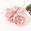 Korean Women Rose Elastic Hair Bands Ties Hair Scrunchies Big Flower Satin Hair Rope Charms Horsetail Rubber Hair Accessories