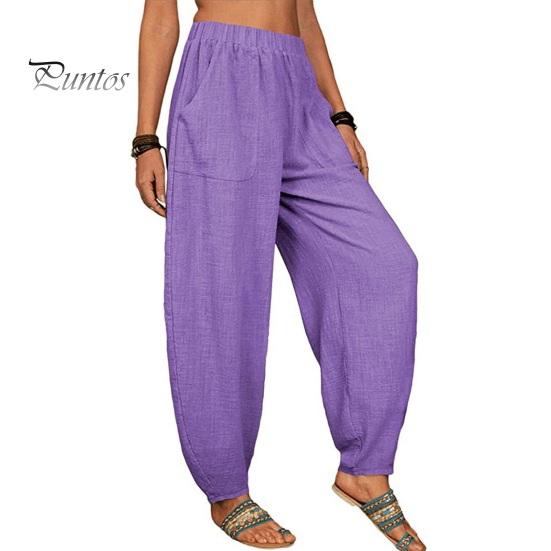 Женские повседневные брюки, эластичные, с высокой талией, однотонные шаровары с карманами, свободный крой, дышащие, длинные брюки, повседневная одежда
