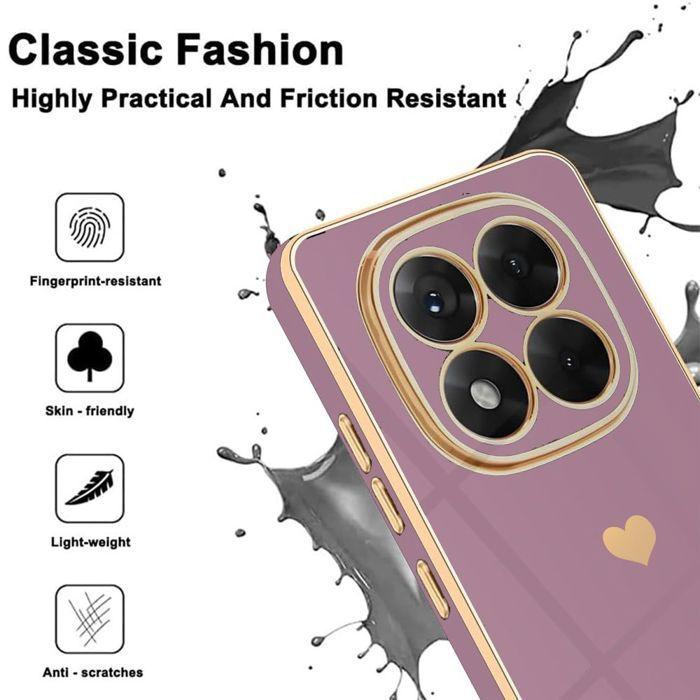 Coque pour Xiaomi Redmi Note 15 5G/4G, Silicone Protection Antichoc Slim Motif Cœur - Violet