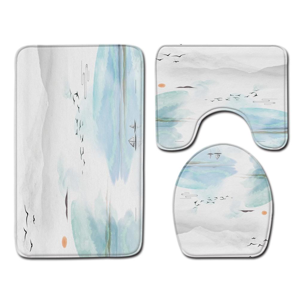 Bathroom Floor Mat Bathroom Mat Toilet Three-Piece Set