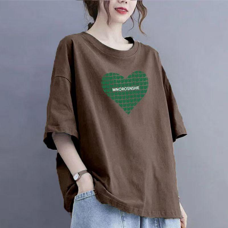 Футболка женская Cotton Love с короткими рукавами, свободные летние топы, новые женские
