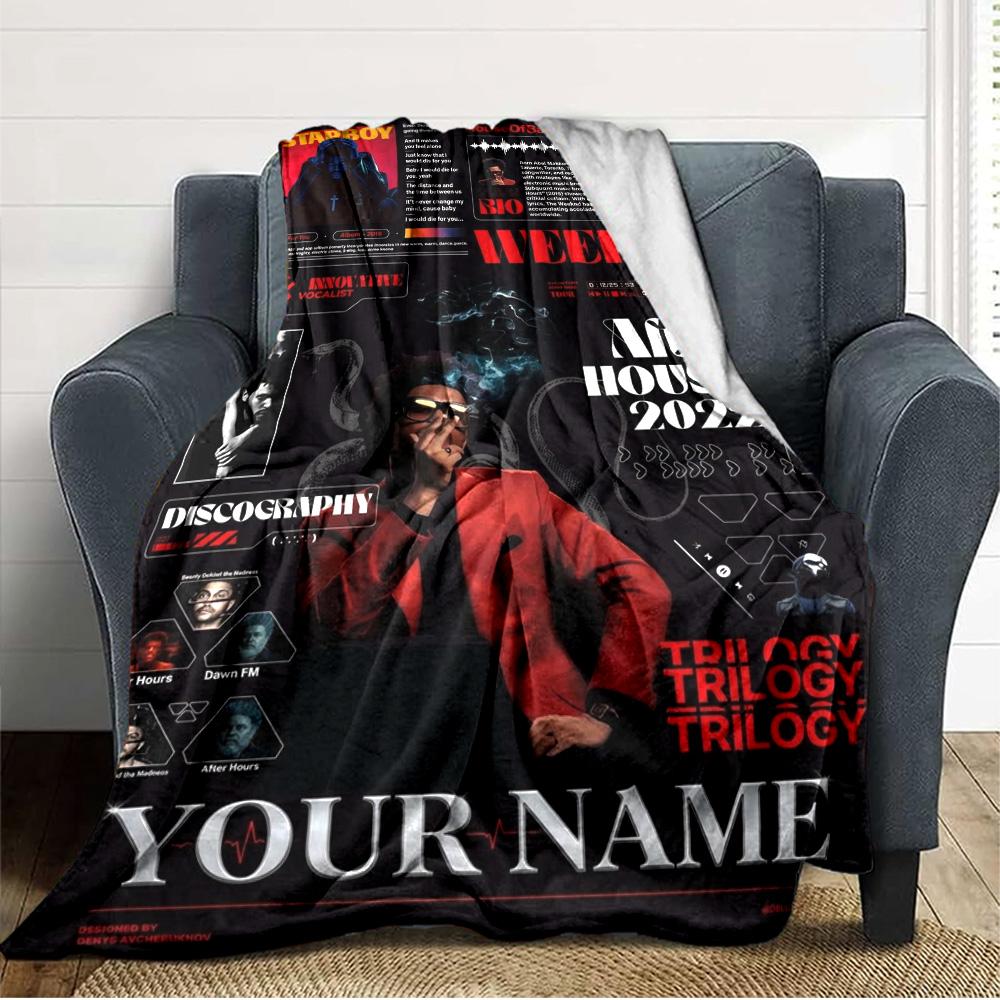 Name Custom The Weekend Poster Print Flannel Blanket High Quality Warm Comfortable Cover for All Seasons Perfect for Gifts Home Decor