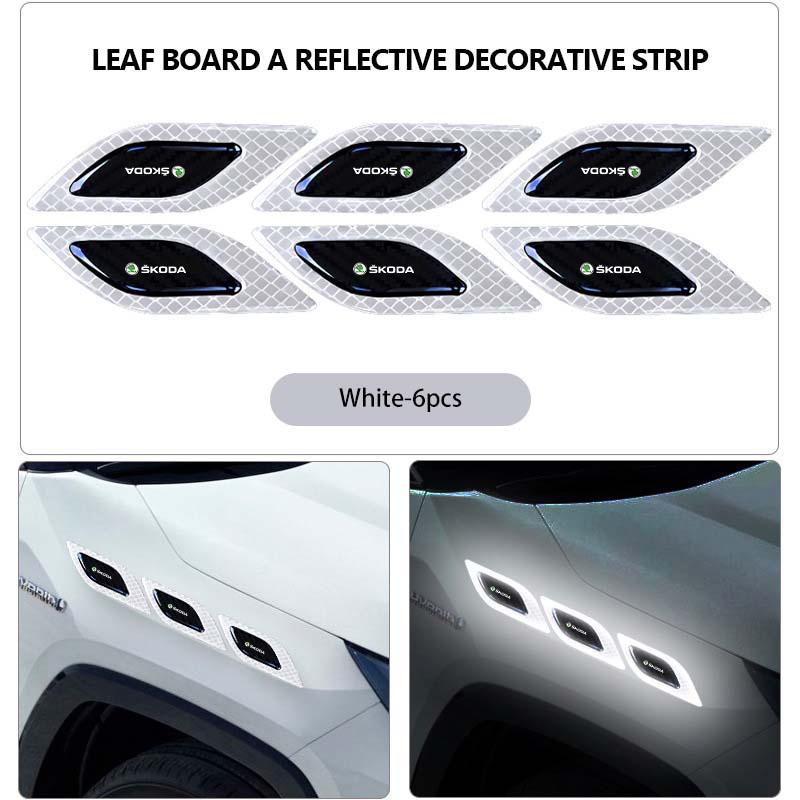 Car Side Fender Reflective Safety Strip Stickers Auto Warning Reflector Sticker For Skoda Fabia Kamiq Superb Scala Enyaq-iV MK3  CX3