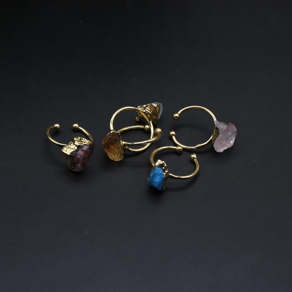 Women Open Ring Natural Stone Adjustable Irregular Ring For Fashion Women Jewelry Gifts