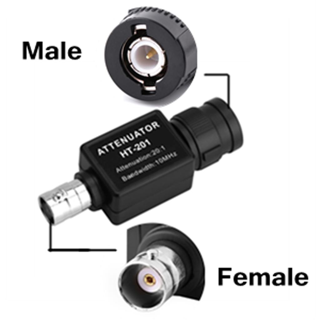 HT201 Passive Attenuator 20: 1 10MHz Bandwidth Signal Attenuation for Oscilloscopes