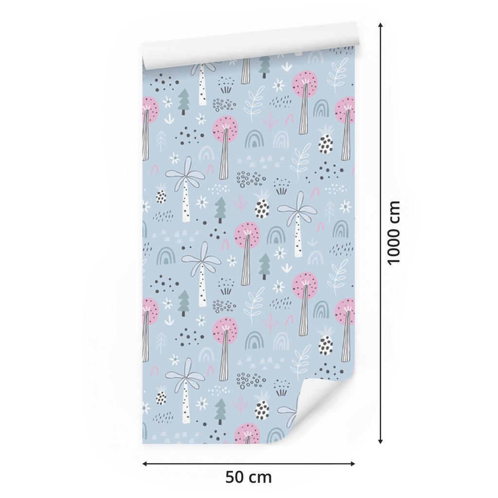 Colorful jungle wallpaper in Scandinavian style for living room and bedroom 50x1000