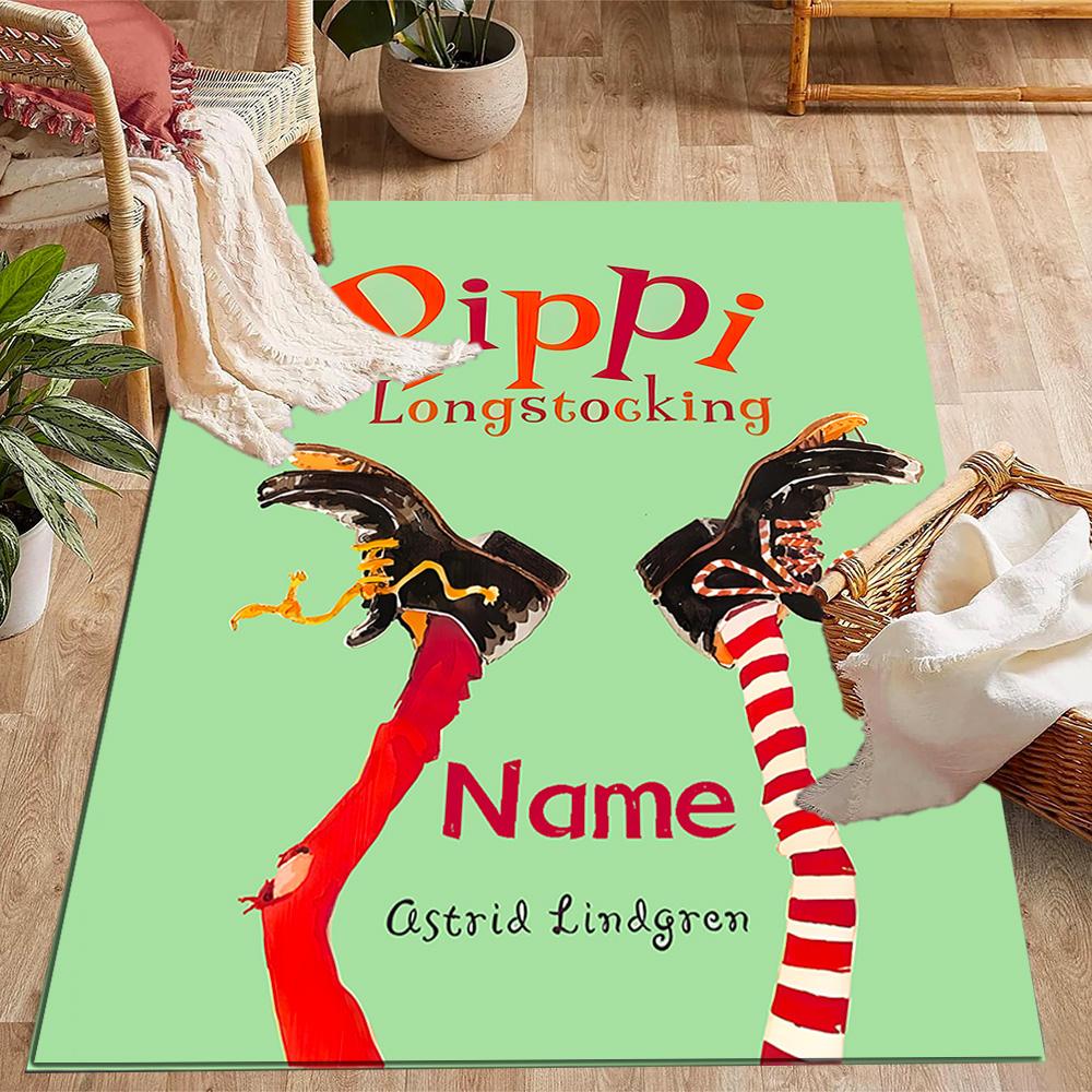 Pippi Monkey Friend. Customized Name Area Rug Suitable for Dormitory Hallway Playrooms Dining Room Anti-slip Rug Office home decor