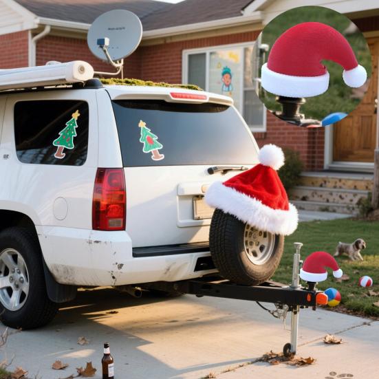 Yousheng Christmas Hat Trailer Cap Trailer Hitch Ball Cover Protective Trailer Cap Decoration Christmas Gift for Car Fans