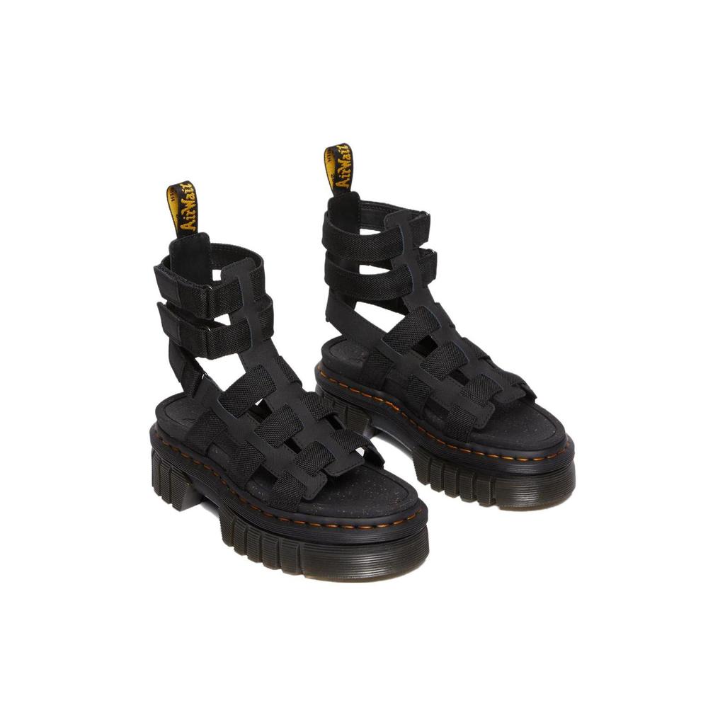 Dr. Martens Ricki Extra Tough Leather Soft Comfortable Thick Sole Fashion Sandals Unisex Sandals Black 30577001