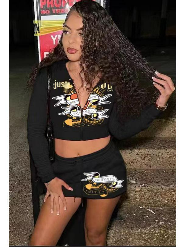 2024 Весна Европейская и американская женская мода Комплект юбки с принтом XH901