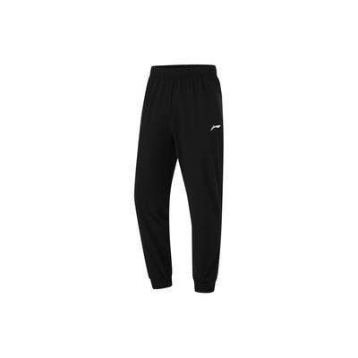 Li Ning Fitness Series повседневные удобные однотонные спортивные брюки со средней талией, влагоотводящие трикотажные брюки для мужчин, черные AKYU415-1