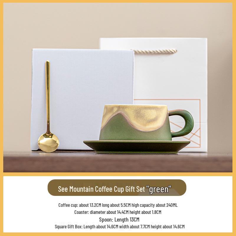 Underglaze Hand-Painted Ceramic Latte Art Cup and Saucer Set