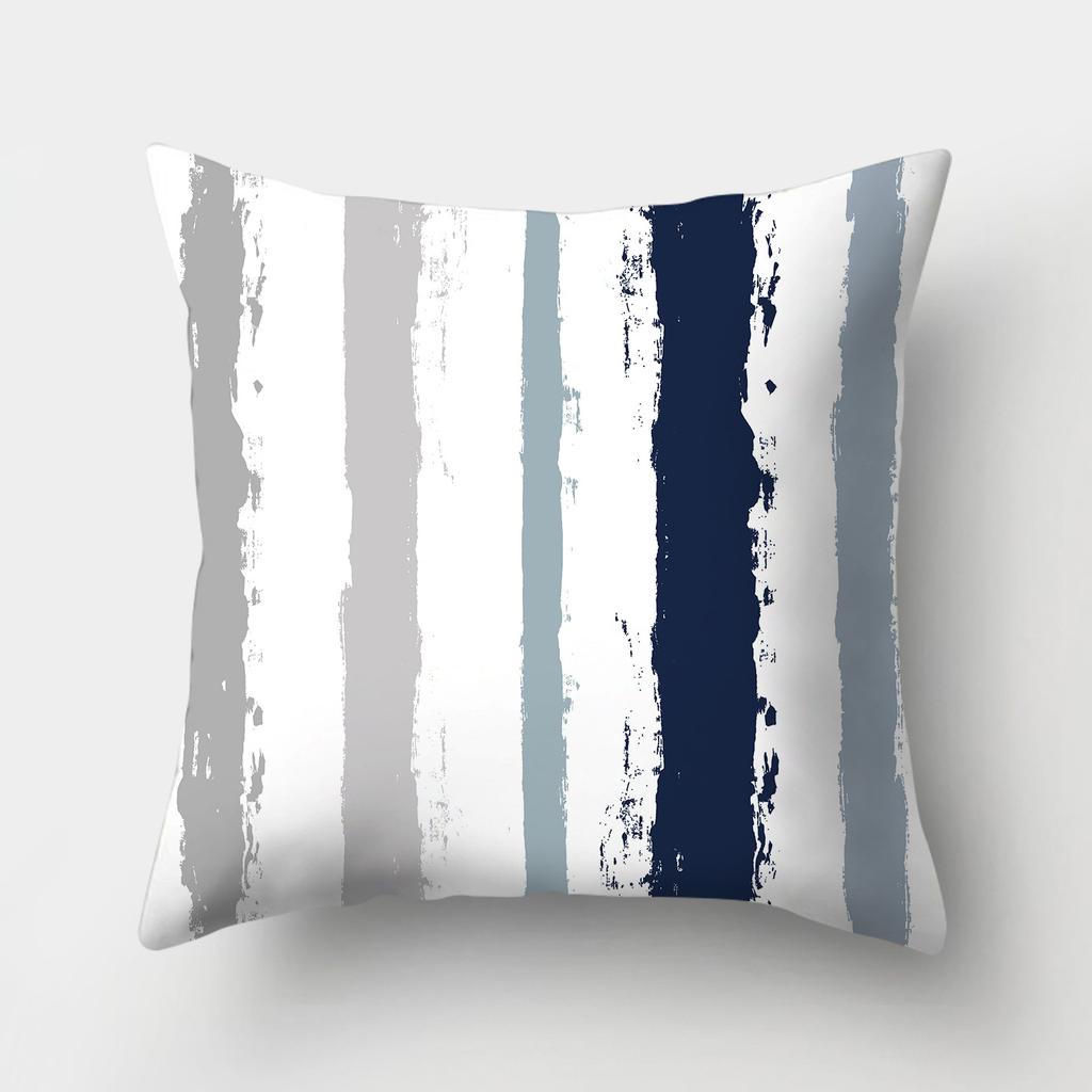 Blue Pattern Decorative Cushion Cover Stripe Geometric Pillow Case For Car Sofa Decor Pillowcase Home Throw Pillow Cover 45X45CM