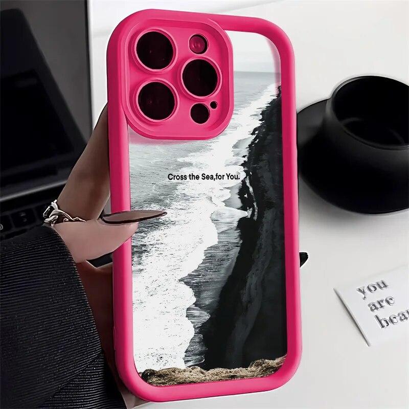 Чехол для телефона с масляной живописью для iPhone 11, чехол для iPhone 14 15 Pro 12 13 Pro Max XR XS X 7 8 15 Plus SE, противоударный мягкий волнистый чехол