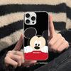 M-Minnie M-Mickey Silver Gradient Pleated Water Ripple Phone Case for IPhone 17 16 15 14 13 12 11 Pro Max