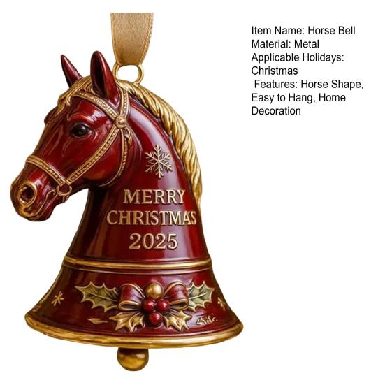 Merry Christmas Horse Bell Decoration Home Office Holiday Party Xmas Tree Horse Shape Bell