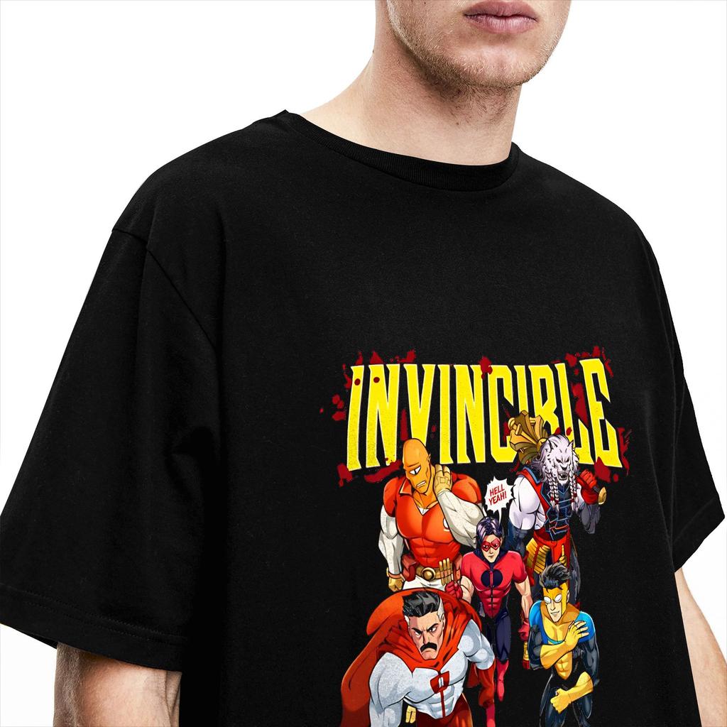 Vintage T-Shirt Summer Invincible Comic Hip Hop T Shirts Cotton Tee Shirt for Men Y2K Basic Short Sleeve Tops