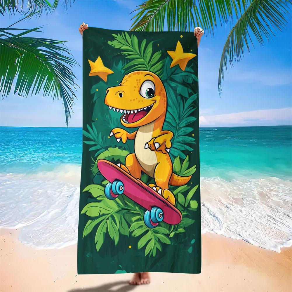 European And American Little Dinosaur Cartoon Beach Towel Digital Printing Factory Toy Printing Bath Towel Microfiber Children'S