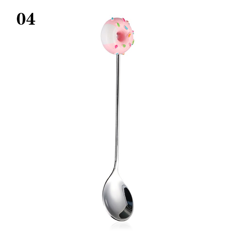 Mini Donut Cute Stainless Steel Doughnut Dessert Spoon Fork Coffee Ice Dinnerware Tablewa Cream Candy Kitchen Flatware Baby Kids