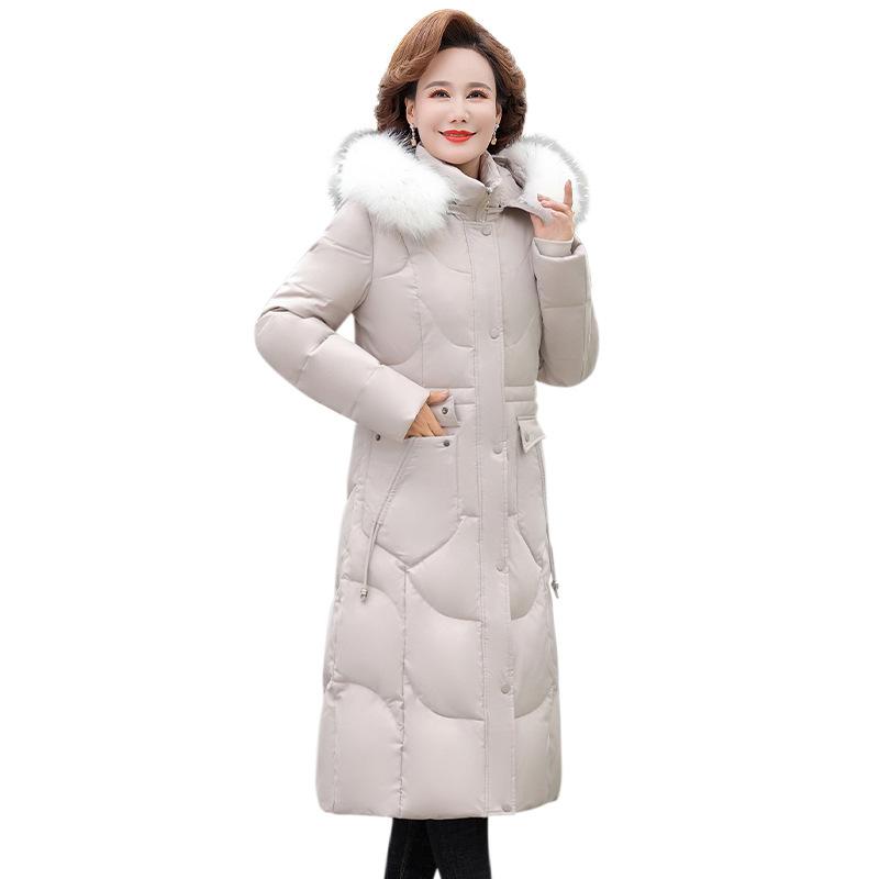 Высококачественная куртка-пуховик длиной до колена, зимняя новая теплая куртка для женщин среднего и пожилого возраста, популярная свободная и тонкая куртка-пуховик для женщин