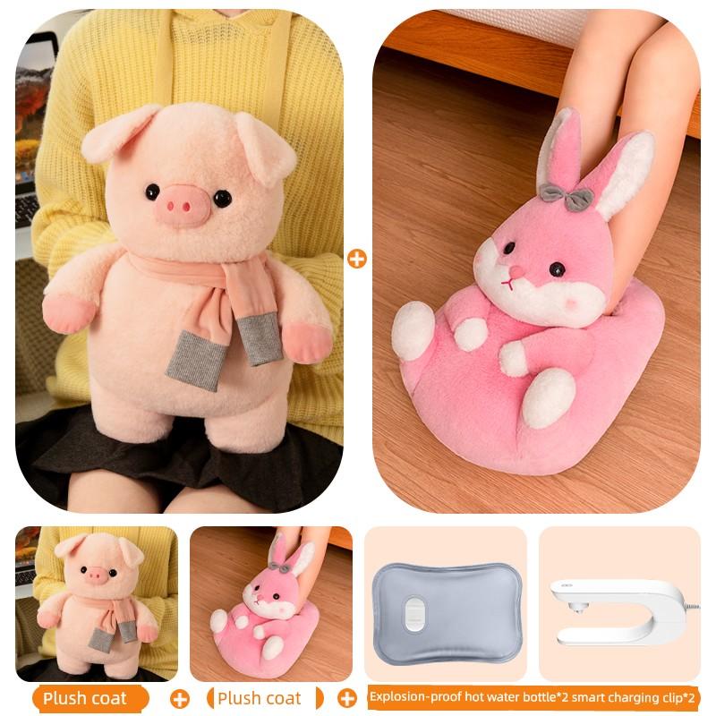 Fruit Capibara Rechargeable Hand Warmer, Removable and Washable, National Standard Explosion-Proof Electric Hot Water Bottle, Plush Toy, Pillow, Doll