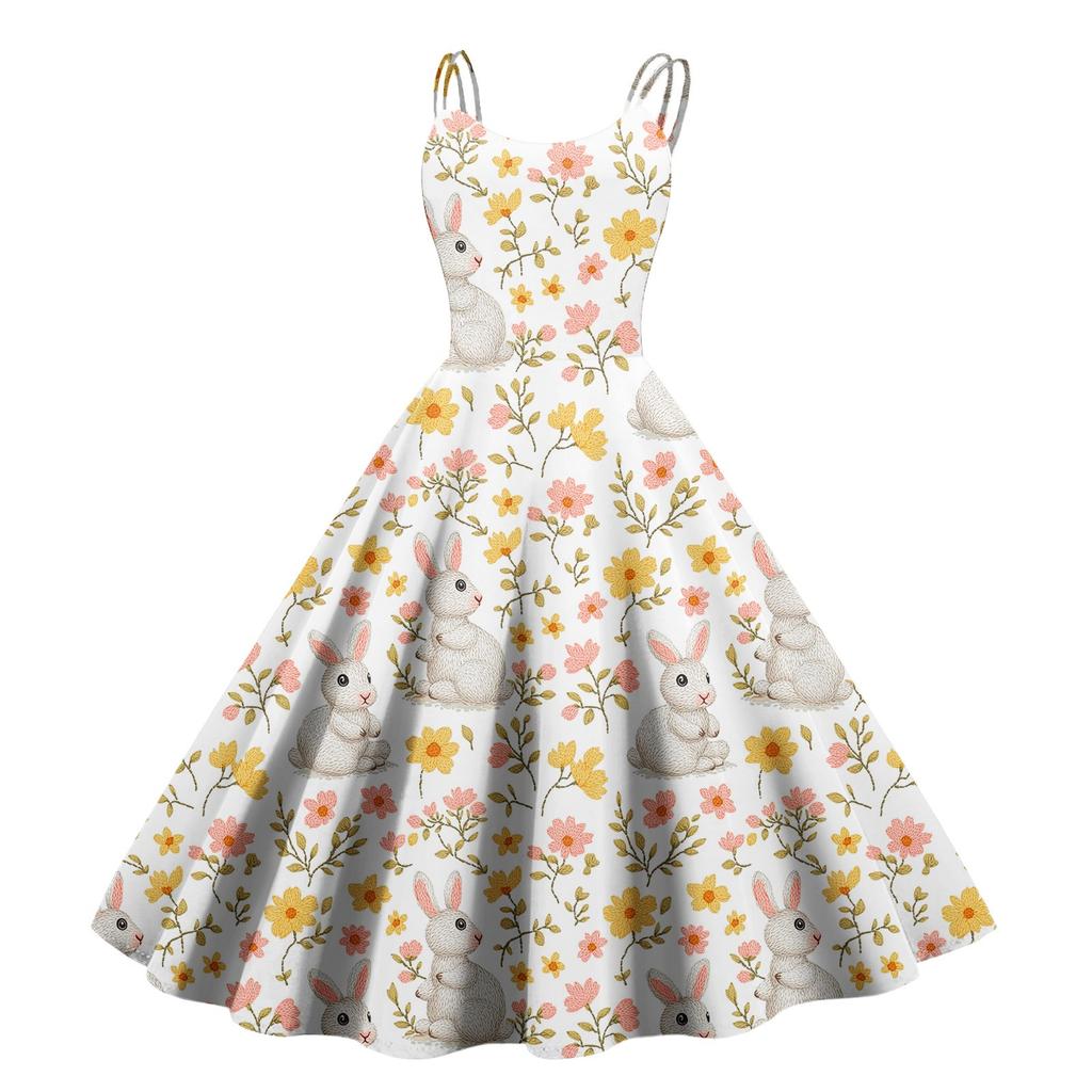 Women's Casual Fashion Print Sexy Off Shoulder Punk Retro Dress Retro Dress Dress