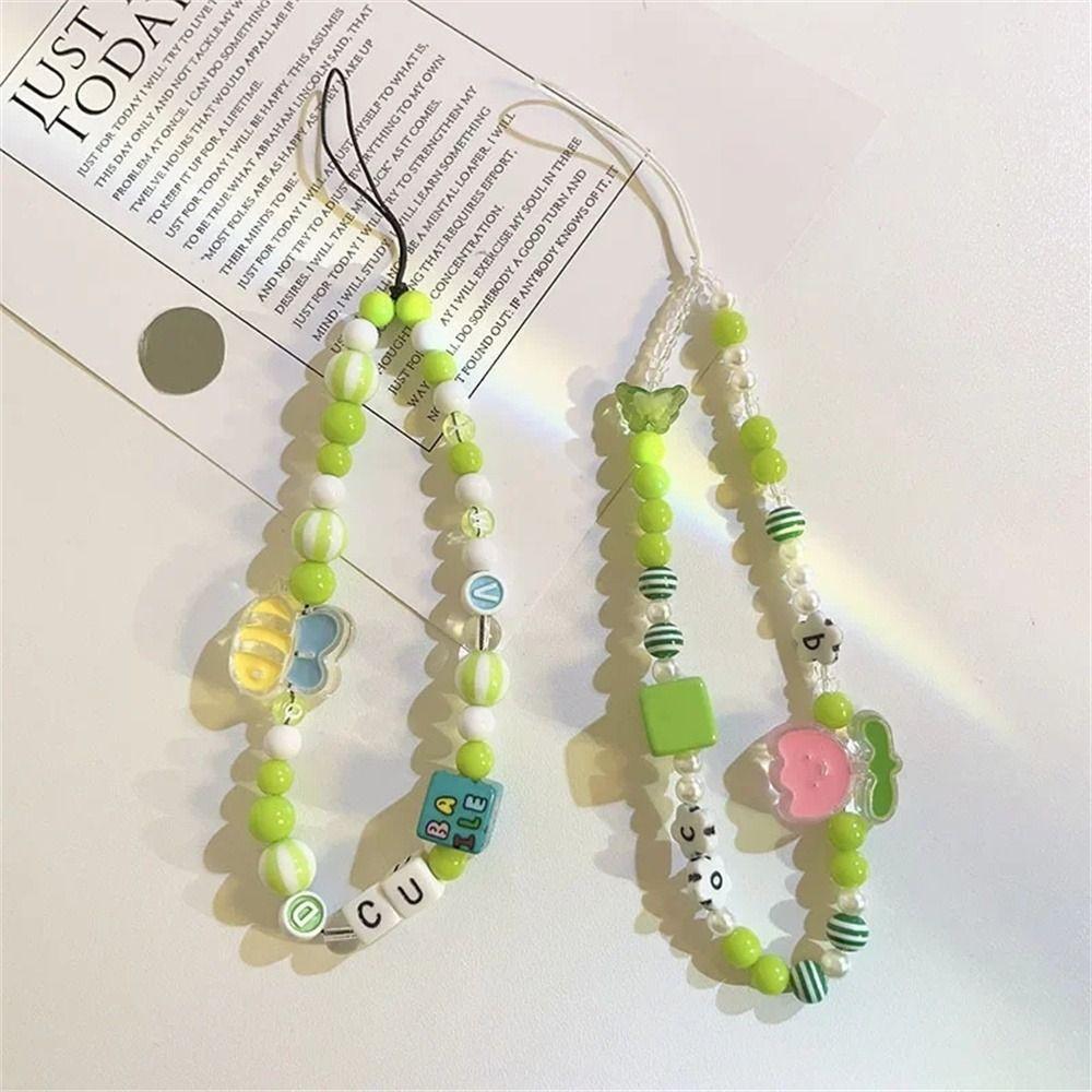 Sweet Girls Beaded Phone Strap Hanging Cord Cellphone Chain Mobile Phone Lanyard Women Girl