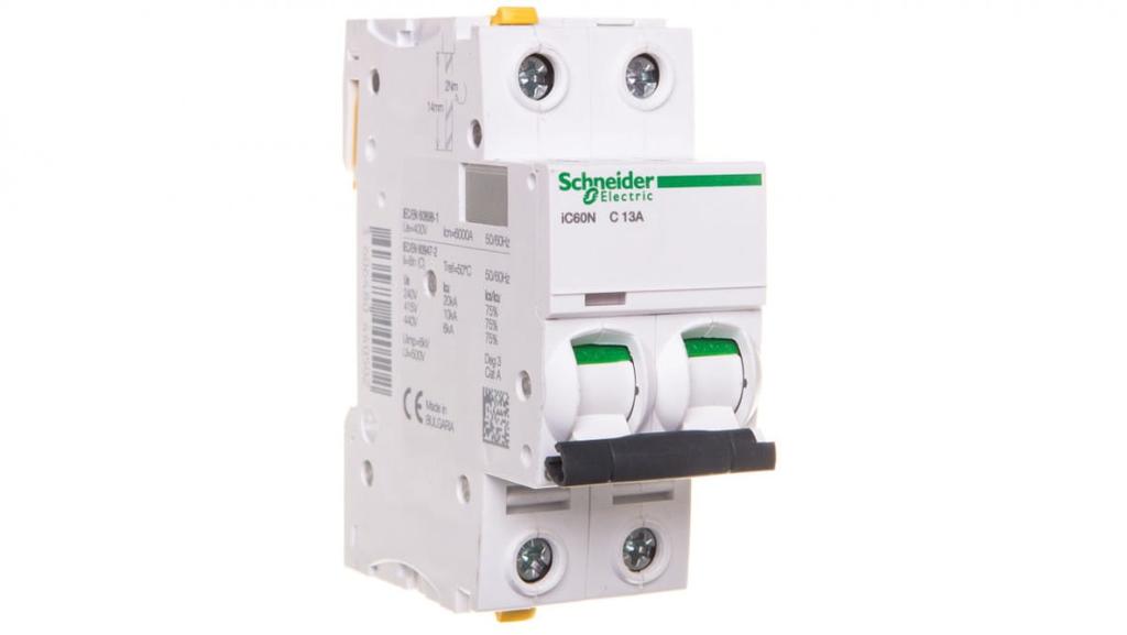Circuit Breaker 2P C 13A 6Ka Ac Ic60N-C13-2 Acti9 A9F04213
