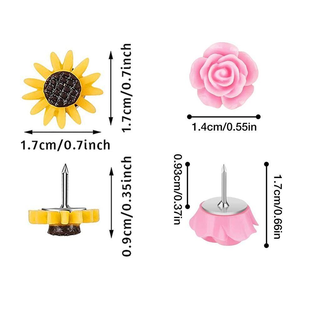 Board Pins Rose/Sunflower/Daisy Shape Photo Wall Nail Push Pins Thumbtack Decorative Drawing Pins