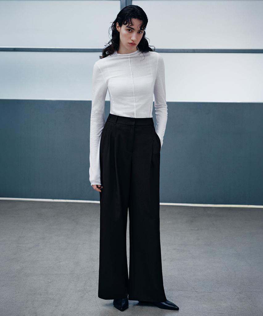 Boleugosesia 26Ss Широкие брюки с двойной складкой Черные