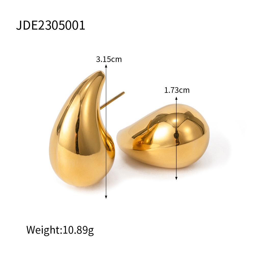 18K Gold Plated Stainless Steel Hollow Chunky Jewelry Waterdrop Stud TearDrop Statement Earrings for Women