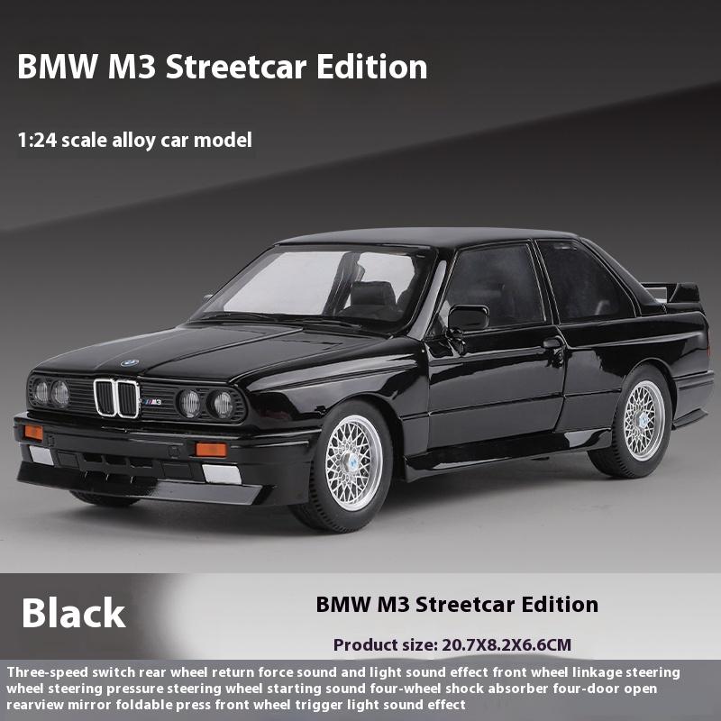 1:24 BMW M3 E30 Alloy Sport Racing Car Model Diecast Metal Classic Car Vehicle Model Simulation Sound & Light Toy Birthday Gifts