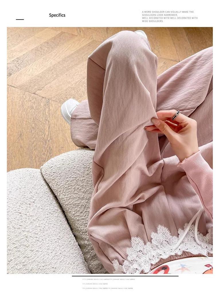 2025 Spring French Lace High-Waist Wide-Leg Trousers