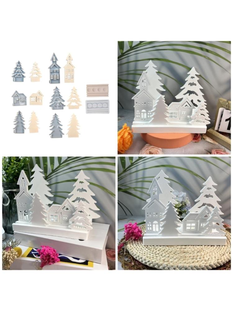 Силиконовые формы для рукоделия, полимерные формы, форма дома для рождественской елки, формы для легкого деформирования, формы для подсвечников, силиконовая текстура