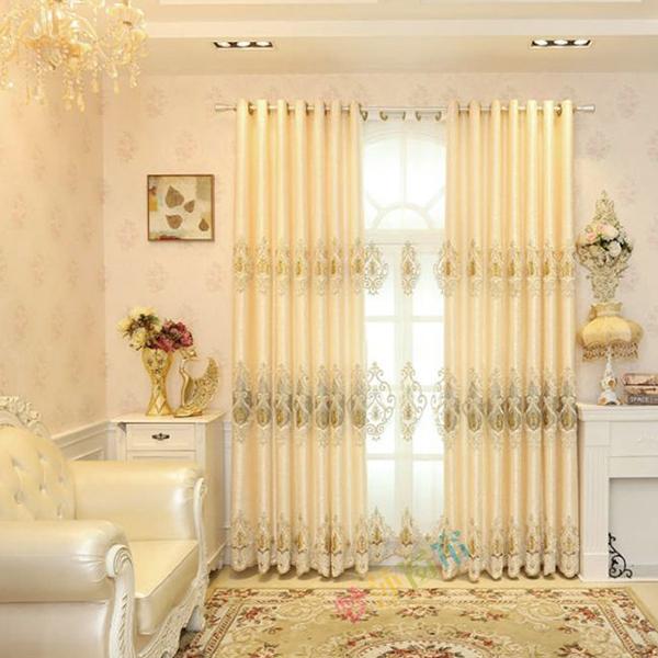 2 шт., великолепная законченная вышитая занавеска в европейском стиле для спальни, гостиной, затемняющая напольная занавеска с крючком и оконной марлей