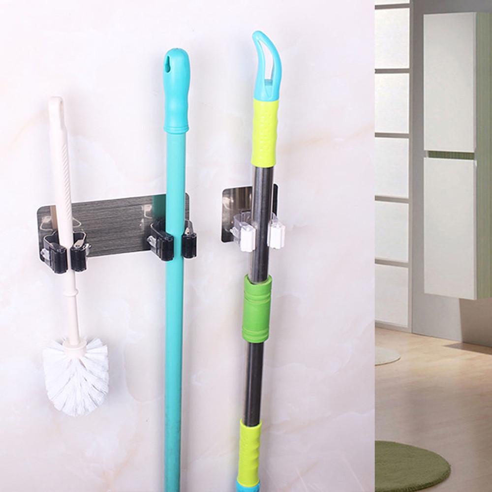 Home Wall Mounted Mop Organizer Holder Brush Broom Hanger Storage Rack Kitchen Tool ARI