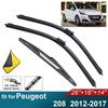Дворники для лобового стекла автомобиля Подходят для Peugeot 208 Задние дворники Мягкая резина Автомобильные передние ветровые стекла
