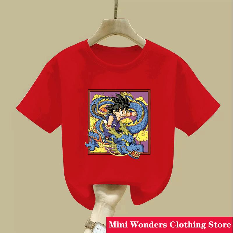 Dragon Ball Summer Short Sleeve  Shirt Kids Tops Tee Anime Figures Son Goku Super Saiyan Tshirt Boys Tshirts Children Clothes